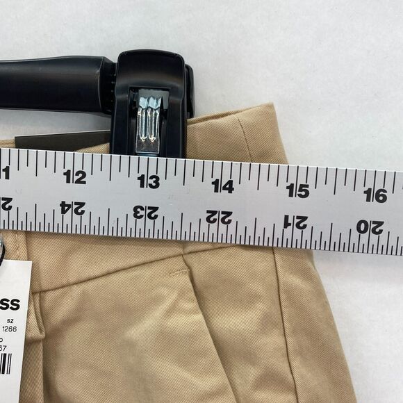 Express Ankle Pants Women's 6 Long Khaki Beige Stretch Fabric Pleated Chino NWT - Picture 5 of 14